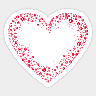 Red Heart from Paw Prints Sticker